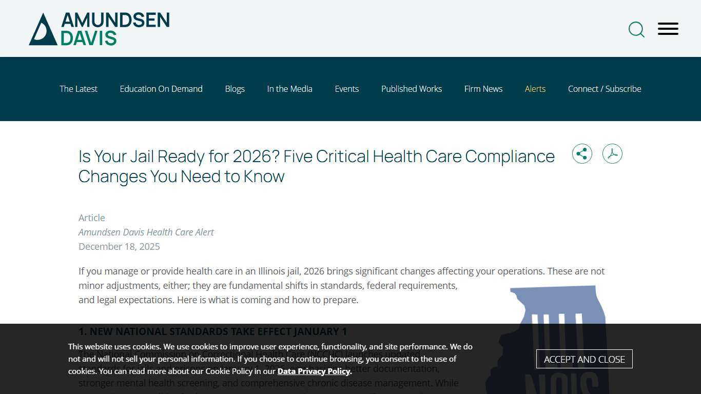 Is Your Jail Ready for 2026? Five Critical Health Care Compliance Changes You Need to Know: Amundsen Davis