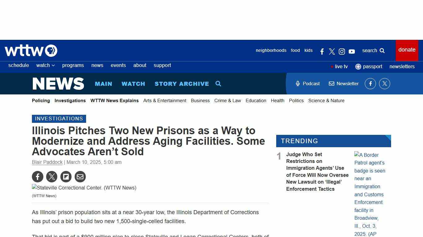 Illinois Pitches Two New Prisons as a Way to Modernize and Address Aging Facilities. Some Advocates Aren’t Sold | Chicago News | WTTW