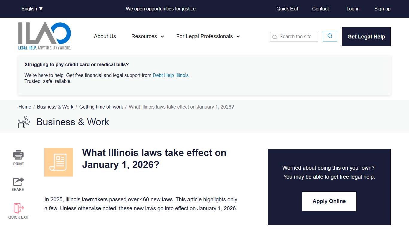 What Illinois laws take effect on January 1, 2026? | Illinois Legal Aid Online